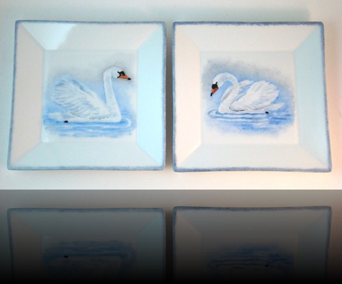assiettes cygnes