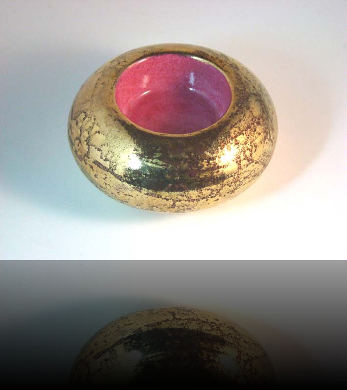 bougeoir galet fushia or