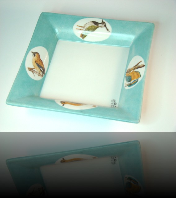 vide poche carre oiseau vert