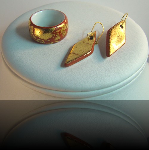 bague et boucles d'oreilles feu