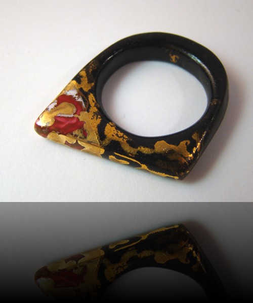 bague pointe or rouge et noir