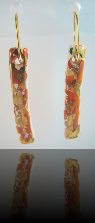 boucles d'oreilles longue orange et or