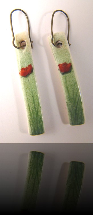 boucles d'oreilles longue printemps coquelicot