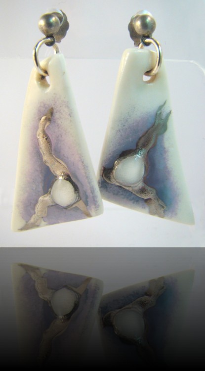 boucles d'oreilles trapeze perle bleu argent