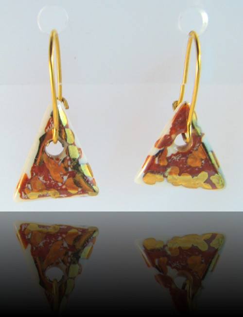 boucles d'oreilles triangle orange et or