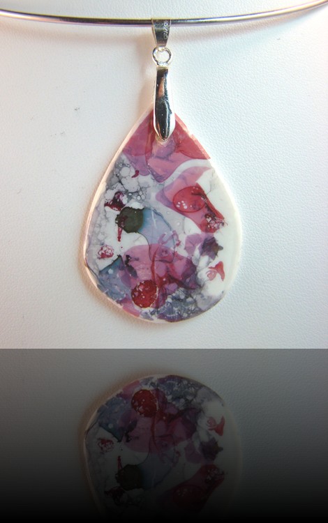 collier goutte d'eau rose
