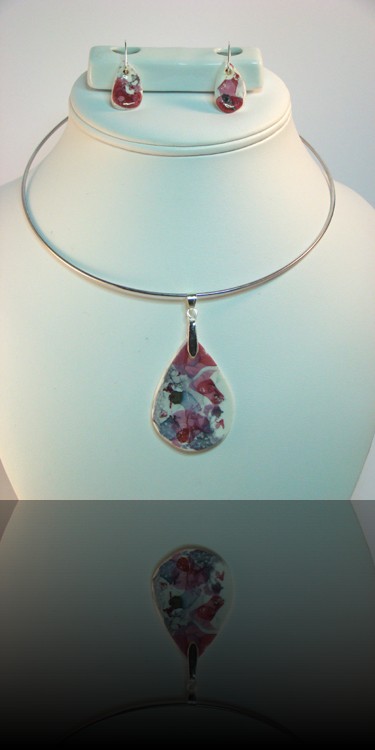 parure goutte d'eau rose