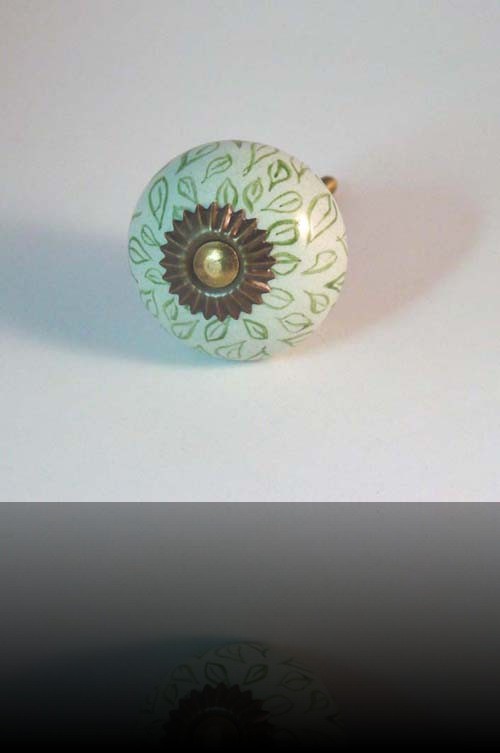 bouton de tiroir boule vert feuillage