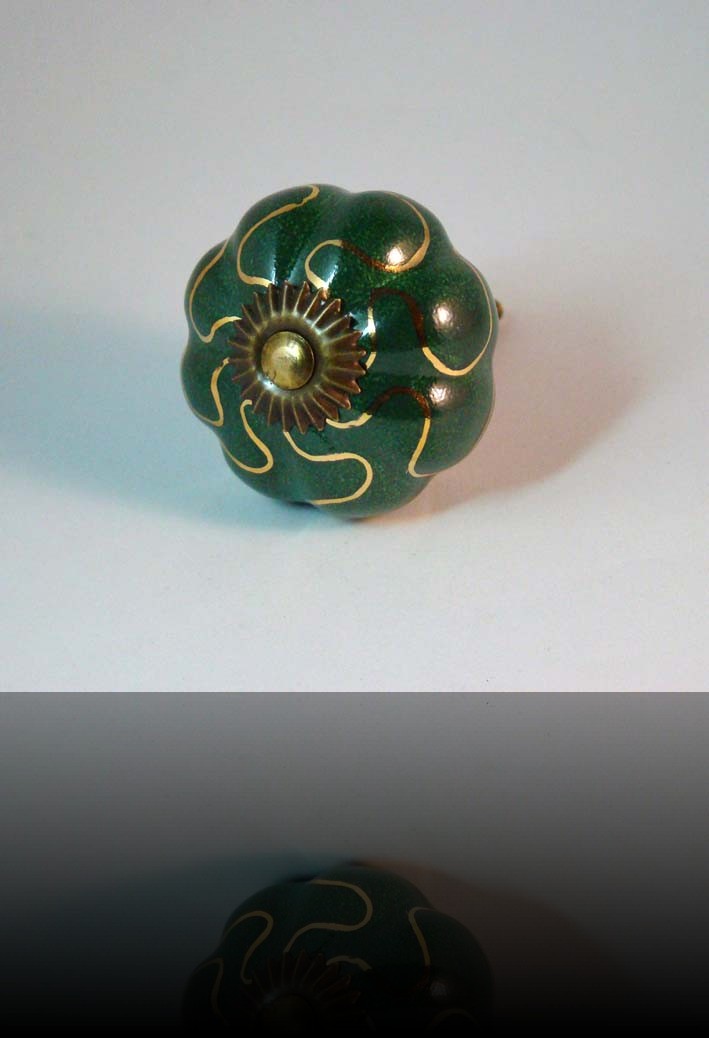 bouton de tiroir fleur vert et Or