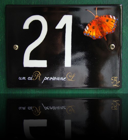 plaque de porte n°21 papillon