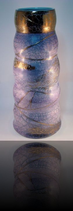 vase anneaux bleu or