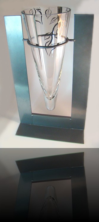 vase metal et verre